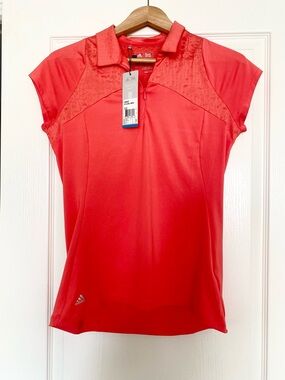 adidas Women's Coral Performance Polo Top golf tennis pickle ball size small